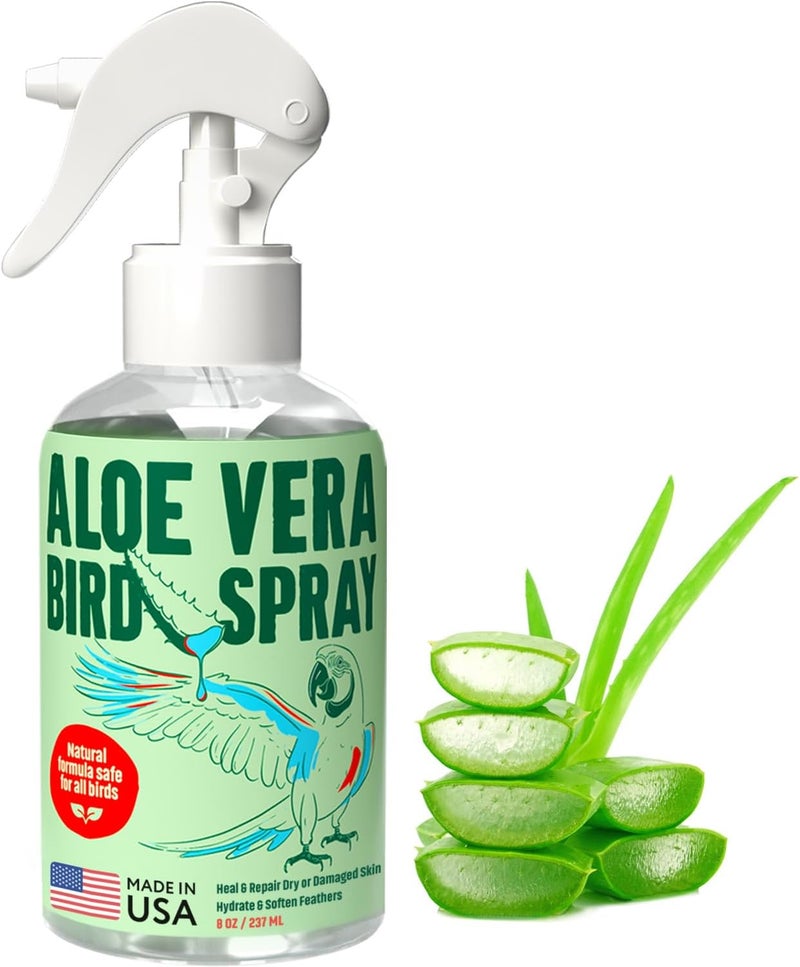 Samorillo Aloe Vera Bird Spray - 8.5oz/251mL - [Made in USA] - Non-Toxic Bird Bath Relieves Dry/Itchy Skin & Softens Feathers - Safe & Effective for All Birds - Promote Healthy Plumage - Odor-Free - Image 1